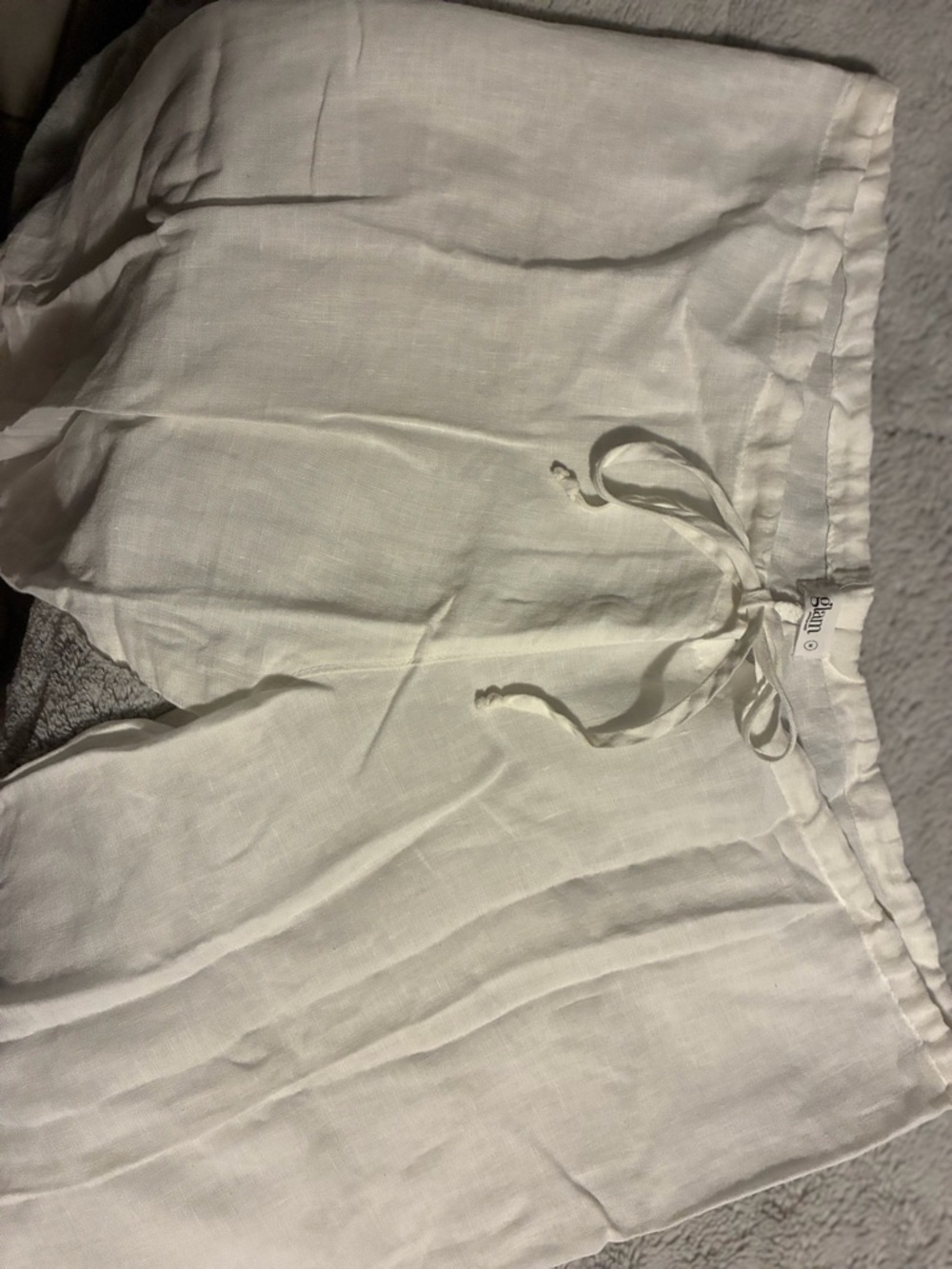 Glam American Made White Linen Blend Wide Leg Pants